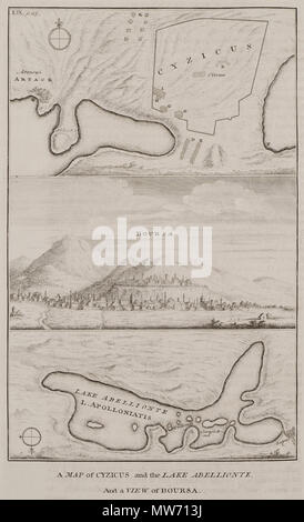 . English: Richard Pococke. A Description of the East, and some other Countries, London, W. Bowyer, MDCCXLV (1743-1745) . 1743.   Richard Pococke  (1704–1765)      Description British Anglican priest, egyptologist, travel writer, archaeologist and writer Irish bishop  Date of birth/death 19 November 1704 25 September 1765  Location of birth/death Southampton Charleville Castle  Authority control  : Q1291915 VIAF: 54245430 ISNI: 0000 0000 7975 5633 ULAN: 500109735 LCCN: nr91021516 GND: 11768757X WorldCat 20 A Map of Cyzicus and the Lake Abellionte And a View of Boursa - Pococke Richard - 1745 Stock Photo