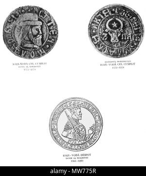 . Coins of Ioan Iacob Heraclid (Despot of Moldavia 1561-63) and John III the Terrible (Voivode of Moldavia 1572-74). 16th century. This file is lacking author information. 2 062 - Ioan cel Cumplit si Ioan Despot Stock Photo