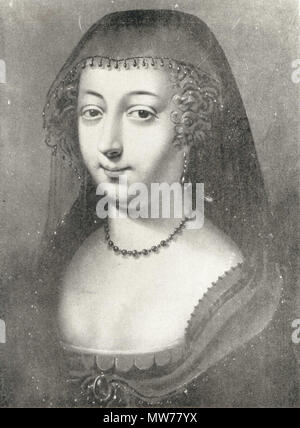 .  English: Portrait of Marie Françoise of Savoy, Mademoiselle d'Aumele, future Queen of Portugal (1646-1683). Polski: Portret Maria Franciszki de Savoie, M-lle d'Aumale, późniejszej królowej portugalskiej (1646-1683). Português: Retrato de Maria Francisca de Savoie, M-lle d'Aumale, futura Rainha de Portugal (1646-1683).  . circa 1666  5 1660s Oil on oak board portrait (now lost) of Maria Francisca of Savoy by an unknown Spanish painter Stock Photo