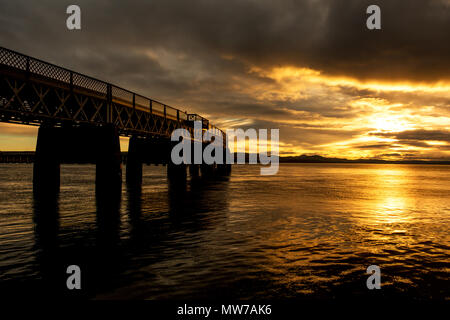 Tay Rail Bridge Sunset Stock Photo