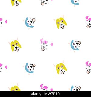 Funny dogs animal seamless vector pattern. Stock Vector