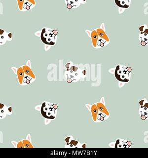 Funny dogs animal seamless vector pattern. Stock Vector