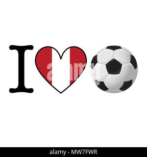 I heart Soccer banner with Peru flag. Love Football concept Stock Vector