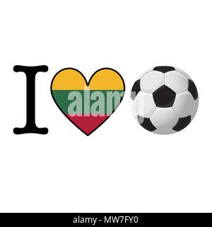 I heart Soccer banner with Lithuania flag. Love Football concept Stock Vector