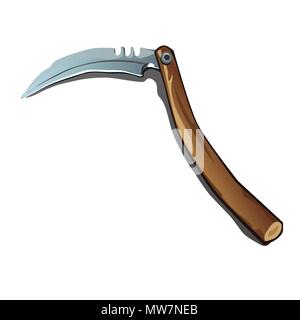Homemade folding knife with curved blade isolated on a white background. Vector illustration. Stock Vector