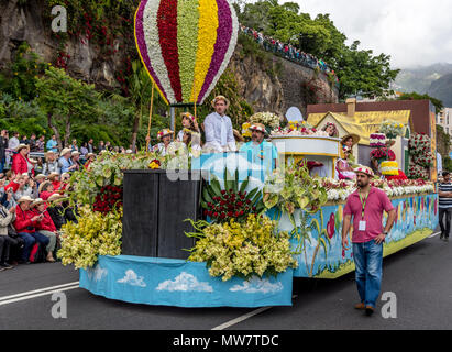 Festival float during the main Madeira Flower Festival parade Stock Photo