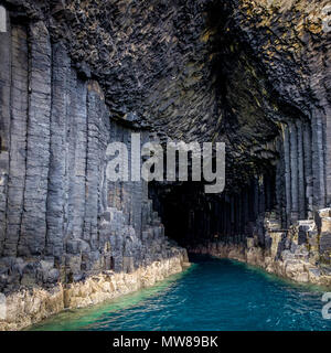 Inside the famous Fingal's Cave on Staffa Island, near the Isle of Mull in Scotland Stock Photo