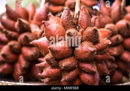 fruit traditional counter market in Thailand,the concept of exotic fruits Stock Photo