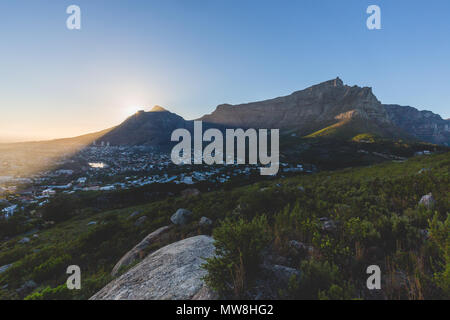 Table Mountain in Cape Town at sunrise Stock Photo