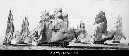 . English: Action of 20 May 1811 . Early 19th century. Unknown/unspecified (irrelevant to licencing) 76 Battle of tamatave Stock Photo