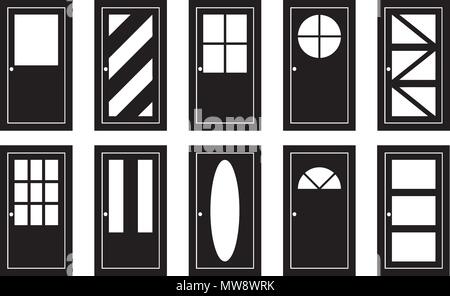 Set of different doors isolated on white Stock Vector