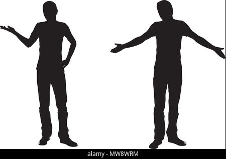 Wondering men silhouettes isolated on white Stock Vector