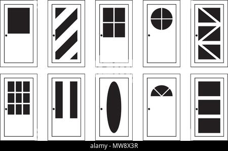 Illustration of different doors isolated on white Stock Vector