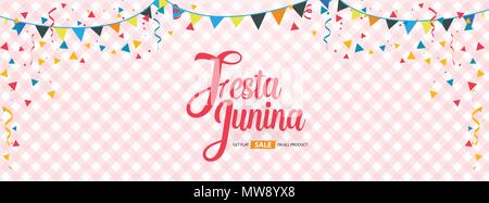 festa junina cover background template design Stock Vector