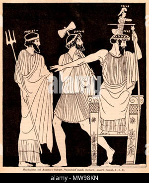 . Birth of Athena from the head of Zeus, from a vase painting . drawing from XIX c. German book. Unknown 85 Birth of Athena Stock Photo