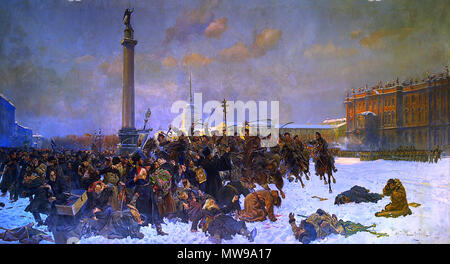 . English: Bloody Sunday in 1905 by Wojciech Kossak . 18 April 2017. Wojciech Kossak (1856-1942) 87 Bloody Sunday in 1905 by Wojciech Kossak Stock Photo