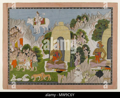 . Arjuna's Penance, Scene from a Mahabharata Series  . between 1825 and 1840  99 Brooklyn Museum - Arjuna's Penance Scene from a Mahabharata Series Stock Photo