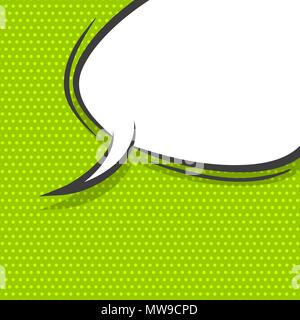 White dialog empty cloud for comic text. Colored announced speech balloon comics book sketch explosion. Retro hand drawn blank template funny speech b Stock Vector
