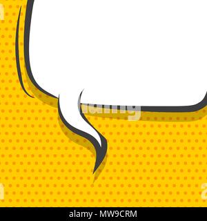 White dialog empty cloud for comic text. Colored announced speech balloon comics book sketch explosion. Retro hand drawn blank template funny speech b Stock Vector
