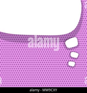 White dialog empty cloud for comic text. Colored announced speech balloon comics book sketch explosion. Retro hand drawn blank template funny speech b Stock Vector