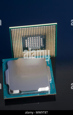 Central processing unit CPU processors microchip on black background Stock Photo