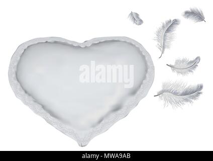 pillow as heart. background with white heart isolated on white Stock Vector
