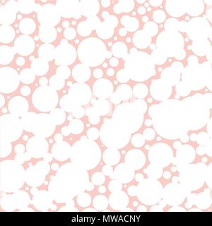 A seamless pattern of qhite circles over a pink background Stock Vector