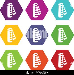 Nail foot tool separator icons set 9 vector Stock Vector