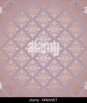 Seamless floral damask rose gold wallpaper pattern. This image is a vector illustration. Stock Vector