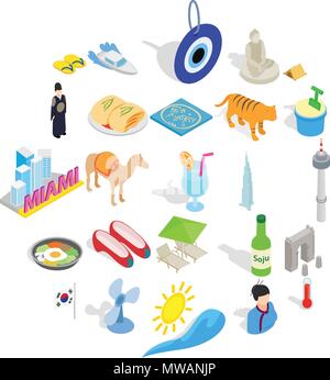 Hospice icons set, isometric style Stock Vector