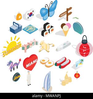 Guesthouse icons set, isometric style Stock Vector