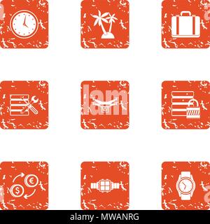 Money excursion icons set, grunge style Stock Vector