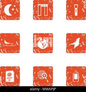 Nature stead icons set, grunge style Stock Vector