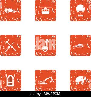 Bucket icons set, grunge style Stock Vector
