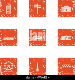 Client service icons set, grunge style Stock Vector