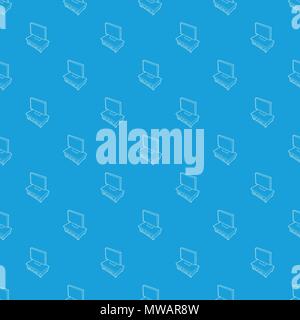 Wooden TV cabinet with TV pattern vector seamless blue Stock Vector