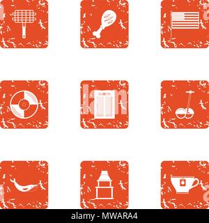Pathname icons set, grunge style Stock Vector