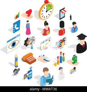 Individual icons set, isometric style Stock Vector