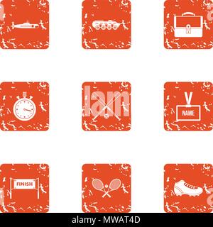 Graduate icons set, grunge style Stock Vector