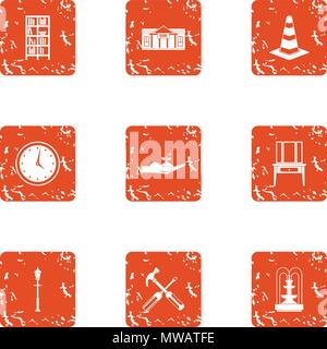 Patch icons set, grunge style Stock Vector