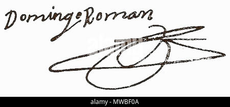 . Español: Firma de Domingo Roman . 1983. Unknown 166 Domingo Roman signature 2012 000 Stock Photo