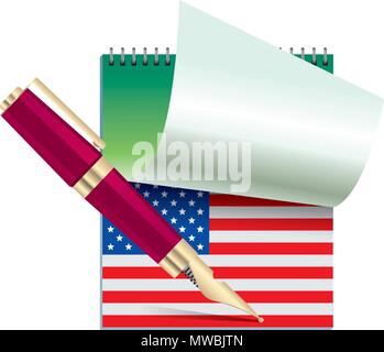 American flag design,American flag drawn with a pen. Stock Vector