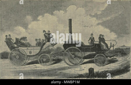 . English: Gurney's steam carriage p.37 of s:Omnibuses and Cabs . 1902. Henry Charles Moore 257 Gurrney's steam carriage Stock Photo