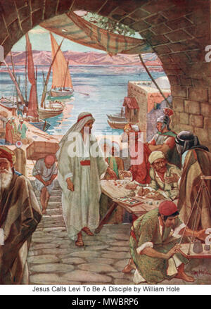 . Jesus calls Levi. From book: The Life of Jesus of Nazareth. Eighty Pictures. 1900s. William Hole 282 Hole jesus calls levi Stock Photo