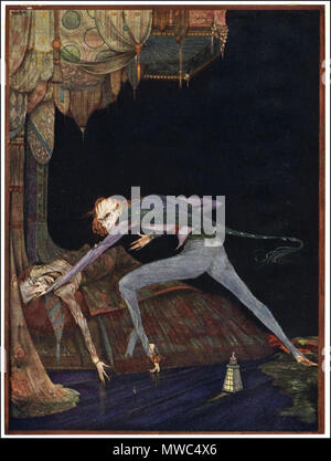 . English: Frontispiece He shrieked once - once only. (Illustration for Tales of Mystery and Imagination by Edgar Allan Poe.) . 1923. Harry Clarke 267 Harry Clarke The Tell-Tale Heart Stock Photo