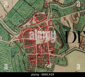 . English: Diksmuide, Belgium ;  detail from Ferraris Map . between 1771 and 1778. Joseph de Ferraris (died 1 april 1814) 163 Diksmuide, Belgium, map, Ferraris, 1776 Stock Photo