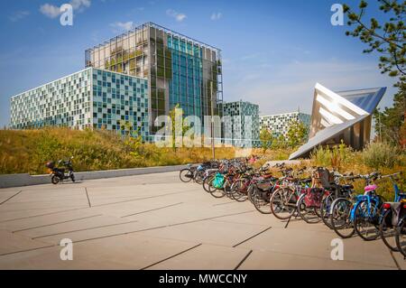 THE HAGUE, HOLLAND. July 19, 2017. Bicycles parked by the International Criminal Court (ICC) in Hague, Netherlands. Stock Photo