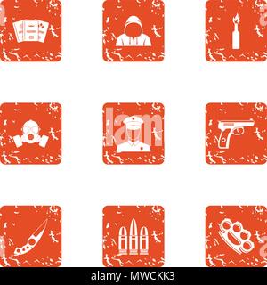 Sedition icons set, grunge style Stock Vector
