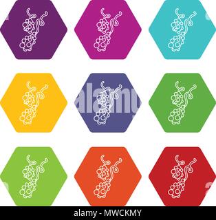 Micro vibrio icons set 9 vector Stock Vector