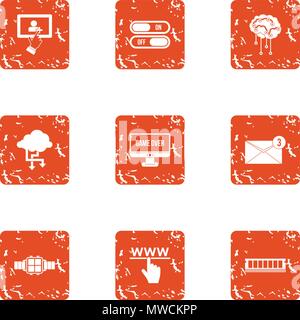 Over icons set, grunge style Stock Vector
